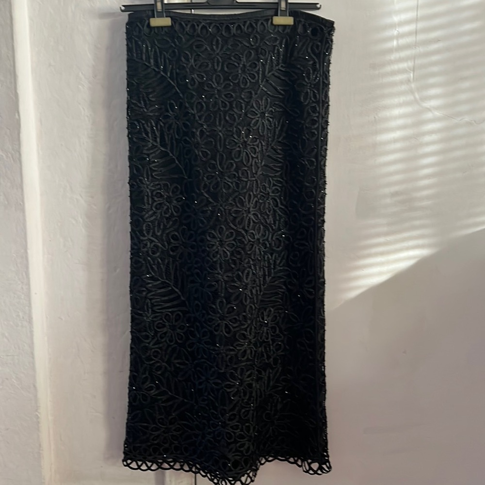 Elegant Carol Little black lace maxi skirt.